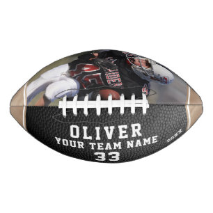 Black Leather Print Beige Player Number Team Photo American Football