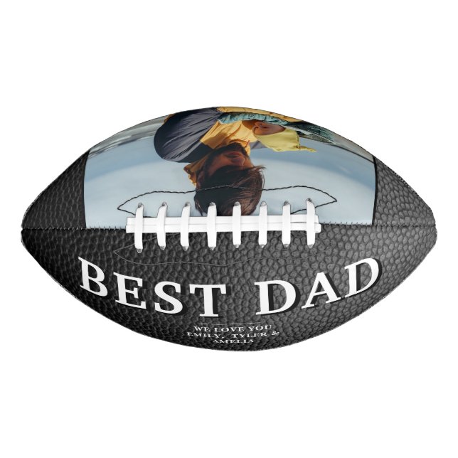 Black Leather Print Best Dad Father`s Day Photo American Football (Front)