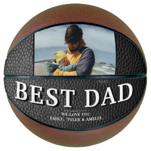 Black Leather Print Best Dad Father`s Day Photo Basketball