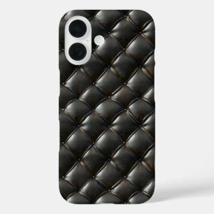 Black Leather Quilted Pattern iPhone 16 Case