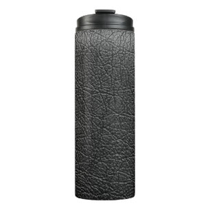 Black leather: seamless closeup texture. thermal tumbler