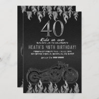 Black Leather Silver Motorcycle 40TH 40 Birthday