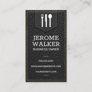 Black Leather   Stitched Strap Business Card