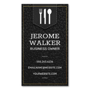 Black Leather   Stitched Strap Magnetic Business Card