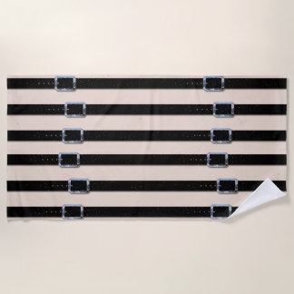 Black Leather Straps Beach Towel