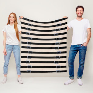 Black Leather Straps Fleece Blanket