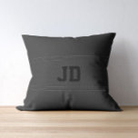 Black Leather Texture Black Monpogram Cushion<br><div class="desc">Elegant black faux leather texture vintage look with stitches effect (digital effect not real stitches).
Custom black monogram.</div>