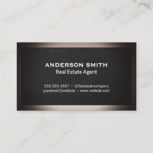 Black Leather Texture   Classic Border Business Card