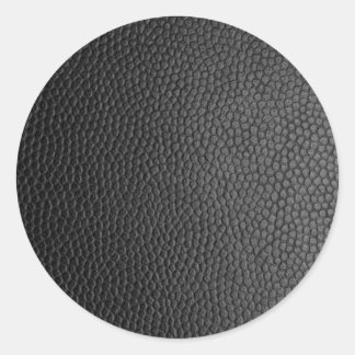 Black Leather Texture Classic Round Sticker