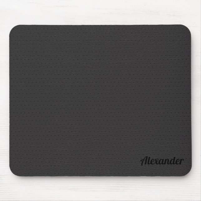 Black Leather Texture- Custom Monogram Mouse Pad (Front)