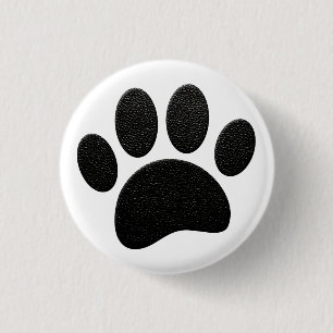 Black Leather Texture Dog Paw Print 3 Cm Round Badge