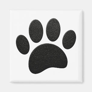 Black Leather Texture Dog Paw Print Magnet