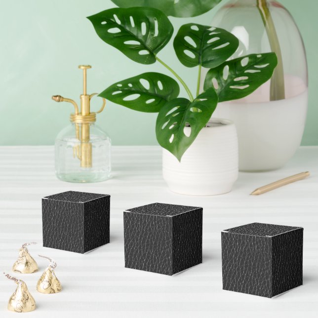 Black Leather Texture Finish Pattern Classic Favour Box (Multiple)