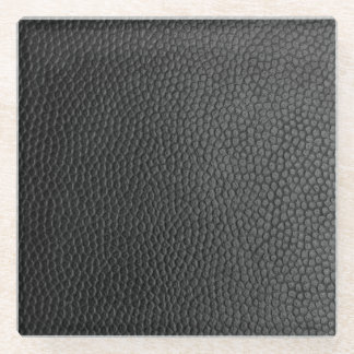 Black Leather Texture Glass Coaster