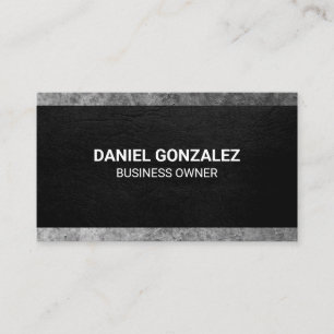 Black Leather Texture Grey Grunge Trim Business Card