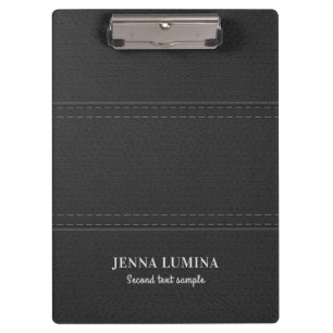 Black Leather Texture Grey Text Clipboard
