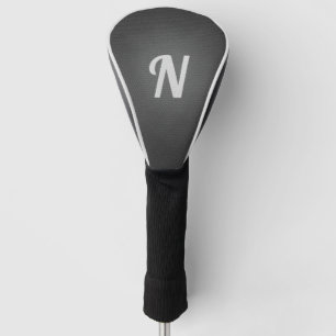 Black Leather Texture Monogrammed Initial Golf Head Cover