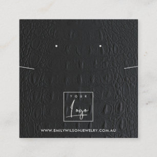 BLACK LEATHER TEXTURE NECKLACE ERING DISPLAY SQUARE BUSINESS CARD