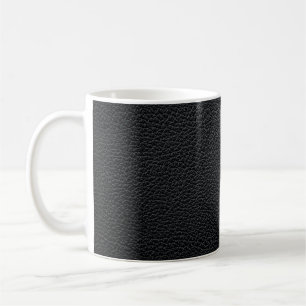 Black leather texture or background. leather,textu coffee mug