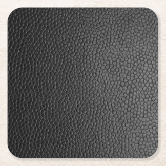 Black Leather Texture Square Paper Coaster