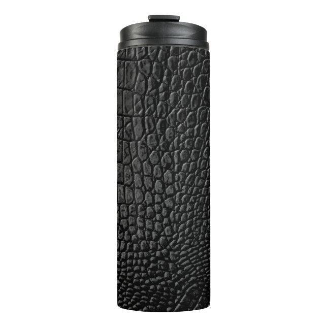 Black leather texture thermal tumbler (Front)