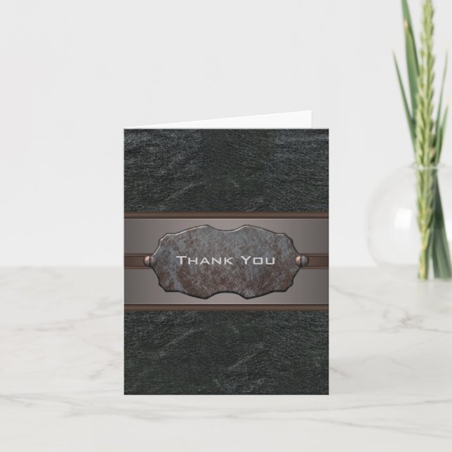Black Leather Thank You Card (Front)