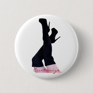 Black Leather Thigh-high Boots Thunder_Cove 6 Cm Round Badge