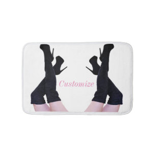 Black Leather Thigh-high Boots Thunder_Cove Bath Mat