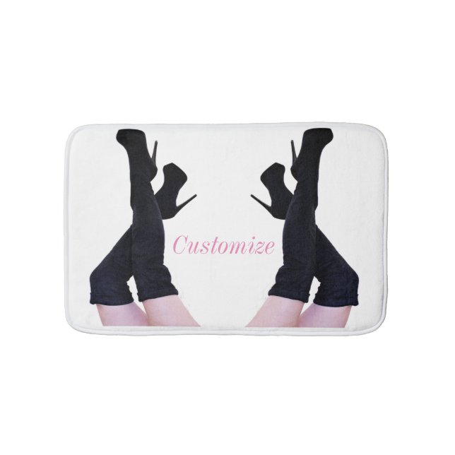 Black Leather Thigh-high Boots Thunder_Cove Bath Mat (Front)