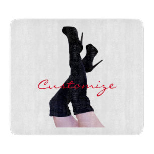 Black Leather Thigh-high Boots Thunder_Cove Cutting Board
