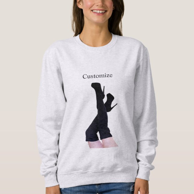 Black Leather Thigh-high Boots Thunder_Cove  Sweatshirt (Front)