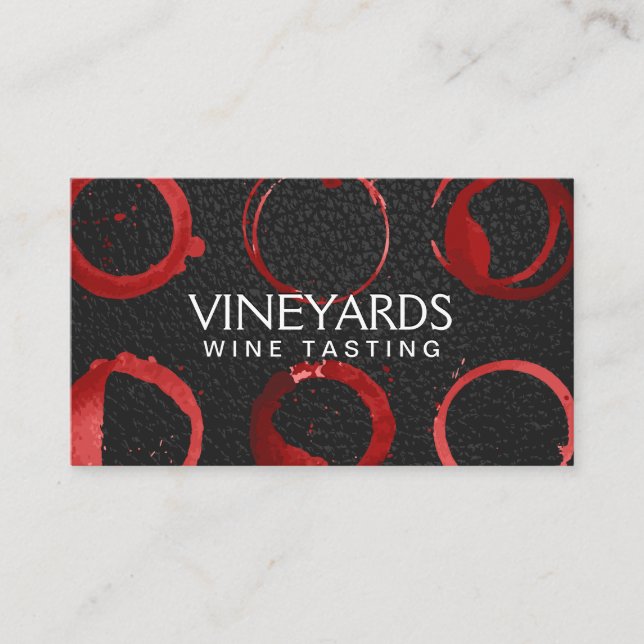 Black Leather | Wine Glass Stain Business Card (Front)