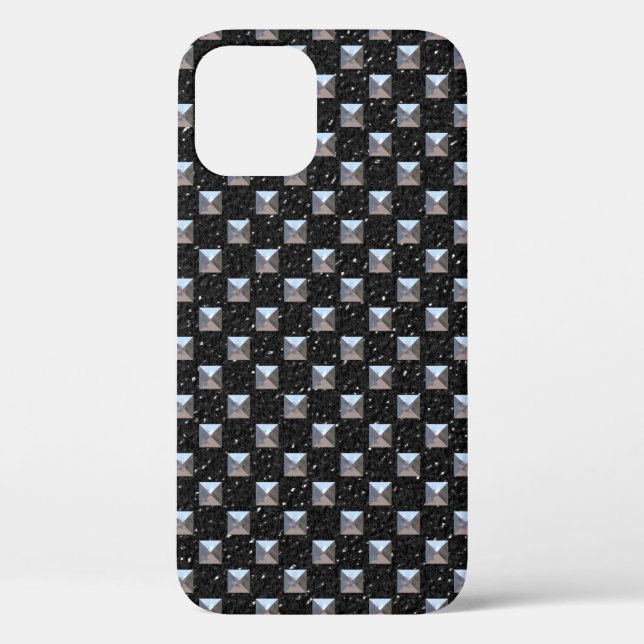 Black Leather With Metal Studs Case-Mate iPhone Ca Case (Back)