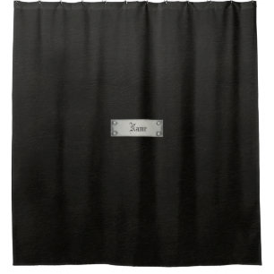 Black Leather With Plaque Bathroom Shower Curtain