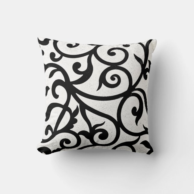 Black Leaves Cushion (Front)