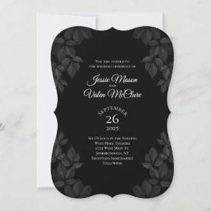 Black Leaves Gothic Wedding Invitation