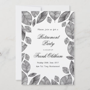 Black Leaves, Modern any occasion Retirement Invitation