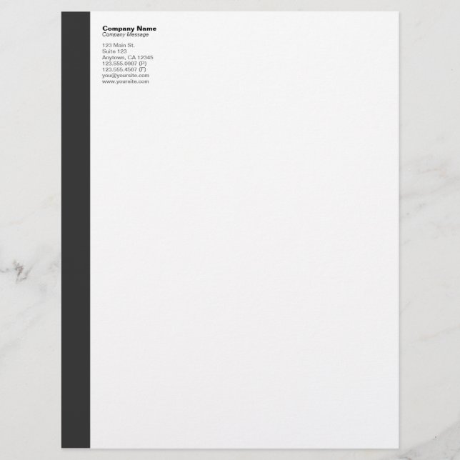 Black Left Sidebar Letterhead (Front)