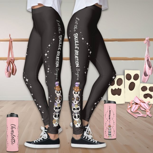 Black Leggings Halloween Cute Goth Skulls  (Creator Uploaded)