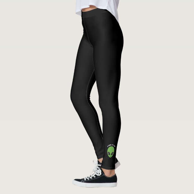 Black Leggings - Small Alien Fire It up at ankle (Left)