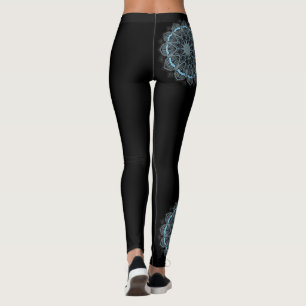 Black Leggings Teal Mandala Yoga Pants
