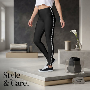 Black Leggings with Classic White Side Stripe