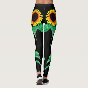 Black Leggings with Sunflowers