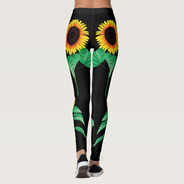 Black Leggings with Sunflowers (Back)
