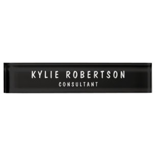Black Legible Professional Trendy Modern Nameplate