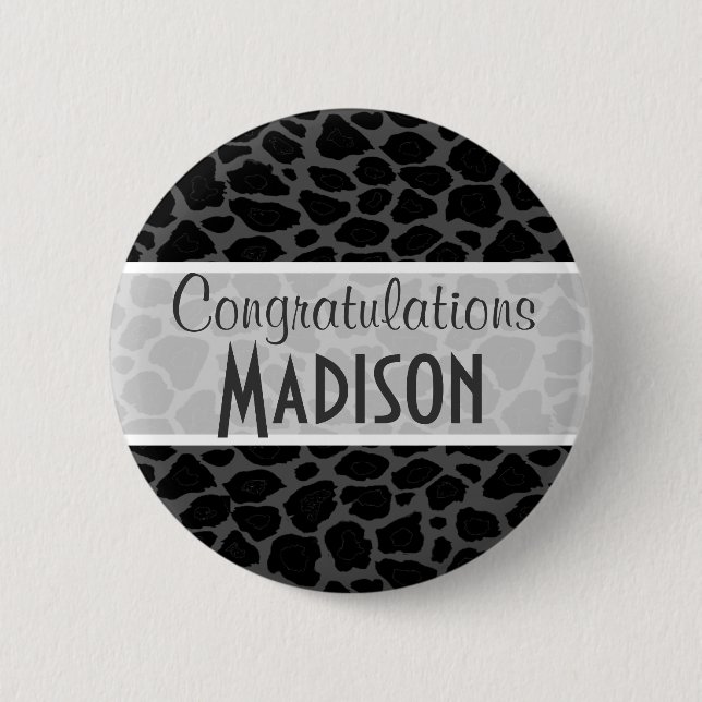 Black Leopard Animal Print 6 Cm Round Badge (Front)