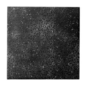 Black Leopard Cheetah Safari Animal Pattern Modern Tile