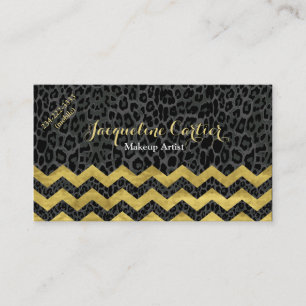 Black Leopard Chevron Cosmetologist Business Card