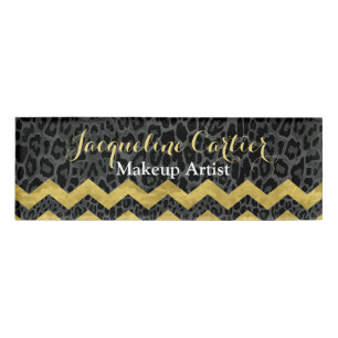Black Leopard Chevron Skinny Name Tag