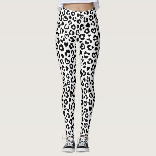 Black Leopard Heart Pattern Leggings